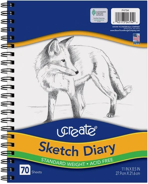 Sketch Diary, Standard Weight, 11" x 8-1/2", 70 Sheets | Supports classroom learning, crafts and creative activities Sketch Diary, Standard Weight, 11" x 8-1/2", 70 Sheets | Supports classroom learning, crafts and creative activities