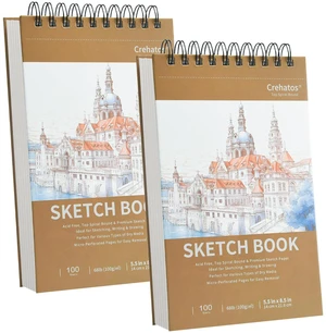 5.5" x 8.5" Small Sketch Book, Top Spiral Bound Sketch Pad, 100 Sheets Each 68lb/100gsm Drawing Paper, 2 Pack 5.5" x 8.5" Small Sketch Book, Top Spiral Bound Sketch Pad, 100 Sheets Each 68lb/100gsm Drawing Paper, 2 Pack