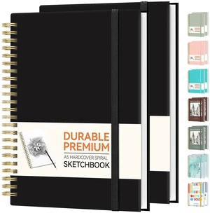 2 Pack Blank Spiral Notebook, 8"x 5.6"Hardcover Sketch Book | 100GSM Thick Paper,Art Sketchbook for Women&Adult, 100 pages/50 Sheets Drawing Book Journal for School Office Drawing, Black 2 Pack Blank Spiral Notebook, 8"x 5.6"Hardcover Sketch Book | 100GSM Thick Paper,Art Sketchbook for Women&Adult, 100 pages/50 Sheets Drawing Book Journal for School Office Drawing, Black