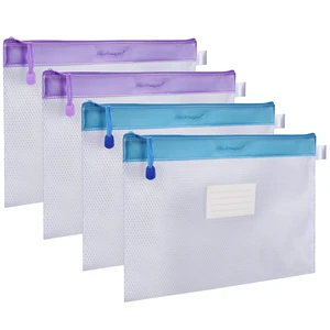 Zipper Pouch, 4 Pack Waterproof Mesh File Bag, Document Organizer | 13.3x9.8", Letter Size Mesh Bag with Outer Label Pocket, Durable, Perfect for File, Paper, Office, School, Home, Blue/Purple Zipper Pouch, 4 Pack Waterproof Mesh File Bag, Document Organizer | 13.3x9.8", Letter Size Mesh Bag with Outer Label Pocket, Durable, Perfect for File, Paper, Office, School, Home, Blue/Purple