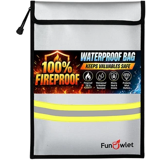 Fireproof Waterproof Money Document Bag, 15" x 11" Gray | Zipper Bags, Fire & Water Resistant, Storage Organizer Pouch for A4 A5 Holder,File,Cash,Jewelry,Passport,Tablet,Laptop Fireproof Waterproof Money Document Bag, 15" x 11" Gray | Zipper Bags, Fire & Water Resistant, Storage Organizer Pouch for A4 A5 Holder,File,Cash,Jewelry,Passport,Tablet,Laptop