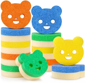 12pcs Scrub Sponges for Kitchen Dish Washing, Animal Bear Shape | 4 colors, dual-sided, temperature controlled, non scratch cleaning sponge Household Cleaning Pads 12pcs Scrub Sponges for Kitchen Dish Washing, Animal Bear Shape | 4 colors, dual-sided, temperature controlled, non scratch cleaning sponge Household Cleaning Pads