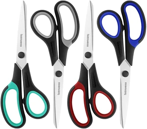 Scissors All Purpose, 8 Inch 4-Pack Office & Craft Set | Sharp scissors for paper, card and light packaging; smooth action, soft-grip control and four colors Scissors All Purpose, 8 Inch 4-Pack Office & Craft Set | Sharp scissors for paper, card and light packaging; smooth action, soft-grip control and four colors