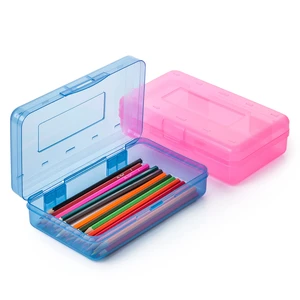 Plastic Pencil Case Box, 2 Pack, Large Crayon Marker Pen Organizer | Plastic Bead Organizing Container with Snap-Tight Lids, Clear Craft Storage Boxes, School Supplies Plastic Pencil Case Box, 2 Pack, Large Crayon Marker Pen Organizer | Plastic Bead Organizing Container with Snap-Tight Lids, Clear Craft Storage Boxes, School Supplies