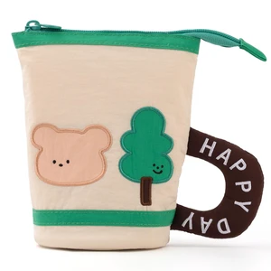 Kawaii Cup-Shaped Pencil Case, Standable Pen Pouch Cute Applique Stationery Organizer, Durable Washable Cotton Pencil Bag for School Students Teens Girls-Beige Kawaii Cup-Shaped Pencil Case, Standable Pen Pouch Cute Applique Stationery Organizer, Durable Washable Cotton Pencil Bag for School Students Teens Girls-Beige