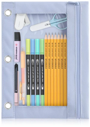 Binder Pencil Pouch for 3 Ring Binder, Clear Pencil Case Box Bag with Zipper, Aesthetic Pen Organizer for School Supplies, Back to School for Girls Boys Kids, 1 Pack, Light Blue Binder Pencil Pouch for 3 Ring Binder, Clear Pencil Case Box Bag with Zipper, Aesthetic Pen Organizer for School Supplies, Back to School for Girls Boys Kids, 1 Pack, Light Blue