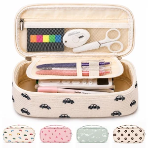 Big Capacity Pencil case,Soft Corduroy Pencil Bag,Cute Pen Case with Handle,5 Compartments, Wide Opening Pen Pouch Organizer for Teen Girls Women (Black Car) Big Capacity Pencil case,Soft Corduroy Pencil Bag,Cute Pen Case with Handle,5 Compartments, Wide Opening Pen Pouch Organizer for Teen Girls Women (Black Car)