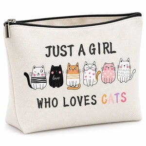 Cat Makeup Bag for Women, Cat Pencil Case, Cute Zipper Pouch | Cute cat-themed zipper pouch with a roomy 2.95 in base, white lining and dual use as a makeup bag or pencil case Cat Makeup Bag for Women, Cat Pencil Case, Cute Zipper Pouch | Cute cat-themed zipper pouch with a roomy 2.95 in base, white lining and dual use as a makeup bag or pencil case