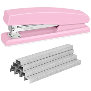 Stapler with 5000 Staples - 25 Sheet Capacity, Staplers for Desk, Pink | Non-Slip Office Stapler for classroom, home, School Stapler with 5000 Staples - 25 Sheet Capacity, Staplers for Desk, Pink | Non-Slip Office Stapler for classroom, home, School