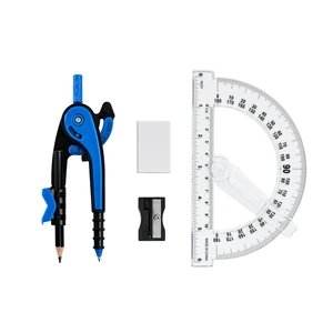 Unjoo Compass and Protractor Set, 6 Inch Swing Arm Protractor (Dark Blue) | Compasses for Math for Drafting, Sharpener, Eraser and 180 Degree 6 Inch Clear Protractor, Easy Grip, School Supplies Unjoo Compass and Protractor Set, 6 Inch Swing Arm Protractor (Dark Blue) | Compasses for Math for Drafting, Sharpener, Eraser and 180 Degree 6 Inch Clear Protractor, Easy Grip, School Supplies