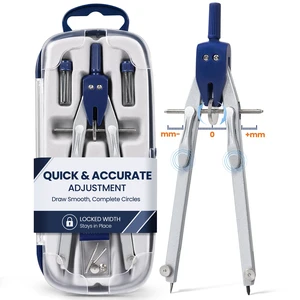 Professional Compass Drawing Tool, Metal Compass Geometry Tool Set | Geometry Set Math Compass with Quick-Release Legs & Fine Adjustment Knob, Drafting Compass with Case for Drawing Engineering Professional Compass Drawing Tool, Metal Compass Geometry Tool Set | Geometry Set Math Compass with Quick-Release Legs & Fine Adjustment Knob, Drafting Compass with Case for Drawing Engineering