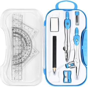 Geometry Set 10 Pcs Student Supplies, Protractor and Compass (Blue | Shatterproof Storage Box,Rulers,Protractor,Compass,Eraser,Pencil Sharpener,Lead Refills,Pencil,for Classroom, Back to School Geometry Set 10 Pcs Student Supplies, Protractor and Compass (Blue | Shatterproof Storage Box,Rulers,Protractor,Compass,Eraser,Pencil Sharpener,Lead Refills,Pencil,for Classroom, Back to School