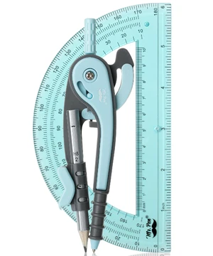 Geometry Compass and Protractor Set, 6 Inch Compass | 6 Inch Protractor, Drawing Tool for School, Clear Plastic, Easy Grip, Precision Design for Math, Art, Drafting, Architecture Geometry Compass and Protractor Set, 6 Inch Compass | 6 Inch Protractor, Drawing Tool for School, Clear Plastic, Easy Grip, Precision Design for Math, Art, Drafting, Architecture