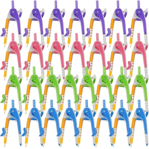 15 Pcs Math Geometry Compasses Classroom Set, Bulk Bright Colored Plastic Drawing Compass with Pencils and Safe Tip, Back to School Teacher Supplies for Kids Basic Drafting 15 Pcs Math Geometry Compasses Classroom Set, Bulk Bright Colored Plastic Drawing Compass with Pencils and Safe Tip, Back to School Teacher Supplies for Kids Basic Drafting