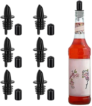 6PCS Plastic Bottle Pourers with Dust Caps for Oil(Black) 6PCS Plastic Bottle Pourers with Dust Caps for Oil(Black)