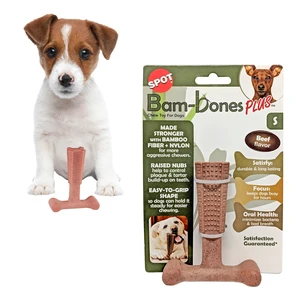 Bam-Bones Plus T-Bone Dog Chew, Beef, 4in, 10-30 lb Heavy Chewers | Nylon & bamboo fiber; Moderate to heavy chewers; Dogs 10-30 lbs; Non-splintering; Textured dental nubs; Beef flavor Bam-Bones Plus T-Bone Dog Chew, Beef, 4in, 10-30 lb Heavy Chewers | Nylon & bamboo fiber; Moderate to heavy chewers; Dogs 10-30 lbs; Non-splintering; Textured dental nubs; Beef flavor