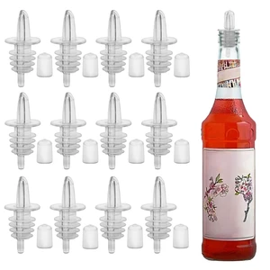 12PCS Plastic Bottle Pourers with Dust Caps for Oil (Clear) 12PCS Plastic Bottle Pourers with Dust Caps for Oil (Clear)