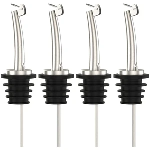 4 Pcs Oil Spout Stainless Steel Pourers for About 3/4" Bottle Mouth | Stainless Steel Olive Oil Dispenser Spout Liquor Bottle Pourer with Flip Top 4 Pcs Oil Spout Stainless Steel Pourers for About 3/4" Bottle Mouth | Stainless Steel Olive Oil Dispenser Spout Liquor Bottle Pourer with Flip Top