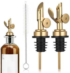 2 PCS Weighted Stainless Steel Bottle Pourers, Olive Oil Dispenser Spout, Self Closing Liquor Pour Spout, Weighted Pourer for Liquor Bottles, Oil Bottles, Vinegar, Syrup and Alcohol, Gold 2 PCS Weighted Stainless Steel Bottle Pourers, Olive Oil Dispenser Spout, Self Closing Liquor Pour Spout, Weighted Pourer for Liquor Bottles, Oil Bottles, Vinegar, Syrup and Alcohol, Gold