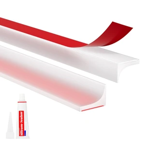 Shower Threshold Water Dam, Silicone Sealant Included, Collapsible Self-Adhesive Shower Barrier, Shower Door Bottom Seal Strip Shower Splash Guard for Bathroom (Transparent, Length: 39'') Shower Threshold Water Dam, Silicone Sealant Included, Collapsible Self-Adhesive Shower Barrier, Shower Door Bottom Seal Strip Shower Splash Guard for Bathroom (Transparent, Length: 39'')