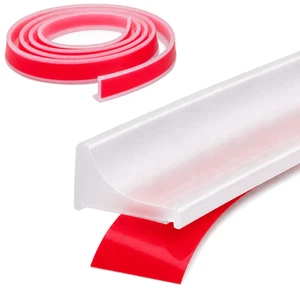 Shower Threshold Water Dam Guard (39"), Collapsible Silicone Barrier for Wet-Dry Separation, Self-Adhesive Shower Water Stopper for Walk-In Showers, Bathroom, Bathtub (Transparent) Shower Threshold Water Dam Guard (39"), Collapsible Silicone Barrier for Wet-Dry Separation, Self-Adhesive Shower Water Stopper for Walk-In Showers, Bathroom, Bathtub (Transparent)