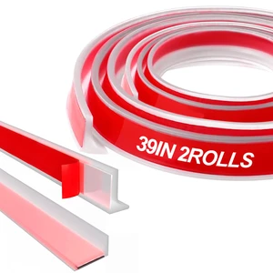 2 Pcs 39 Inch Shower Threshold Water Dam 0.8" x 0.48", Silicone | Shower Water Guard, Self Adhesive Waterproof Door Seal Strip Flexible Cuttable Water Stop Seal for Bathroom Sink Countertop 2 Pcs 39 Inch Shower Threshold Water Dam 0.8" x 0.48", Silicone | Shower Water Guard, Self Adhesive Waterproof Door Seal Strip Flexible Cuttable Water Stop Seal for Bathroom Sink Countertop