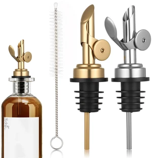 2 PCS Oil Spout, Olive Oil Pour Spout, Self Closing Liquor Bottle Pourers, Weighted Stainless Steel PourerSpout, Vinegar, Syrup, Gold and Silver 2 PCS Oil Spout, Olive Oil Pour Spout, Self Closing Liquor Bottle Pourers, Weighted Stainless Steel PourerSpout, Vinegar, Syrup, Gold and Silver