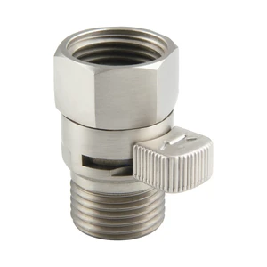 Shower Head Flow Restrictor for Bathroom Shower, Brushed Nickel | Solid brass, G 1/2 Male and Female Thread, Adjustable Shower Head Shut Off Valve for Control Water Flow Shower Head Flow Restrictor for Bathroom Shower, Brushed Nickel | Solid brass, G 1/2 Male and Female Thread, Adjustable Shower Head Shut Off Valve for Control Water Flow
