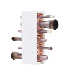 Makeup Brushes Holder Organizer, Silicone Vanity Air Drying Rack Display Storage for Brush, Eyeliners and More, Practical Cosmetic Tools Container (Pink-White) Makeup Brushes Holder Organizer, Silicone Vanity Air Drying Rack Display Storage for Brush, Eyeliners and More, Practical Cosmetic Tools Container (Pink-White)