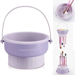 3 in 1 Silicone Makeup Brush Cleaner Bowl Makeup Brush Cleaner Mat (Purple) | Make up Brush Cleaner Tool for Cleaning, Organizer and Air Drying 3 in 1 Silicone Makeup Brush Cleaner Bowl Makeup Brush Cleaner Mat (Purple) | Make up Brush Cleaner Tool for Cleaning, Organizer and Air Drying