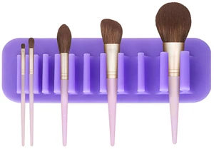 Wall-Mounted Makeup Brush Organizer - Silicone Cosmetic Storage Rack Drying Rack, Holder for Makeup Brushes, Wall-mounted, Purple Wall-Mounted Makeup Brush Organizer - Silicone Cosmetic Storage Rack Drying Rack, Holder for Makeup Brushes, Wall-mounted, Purple