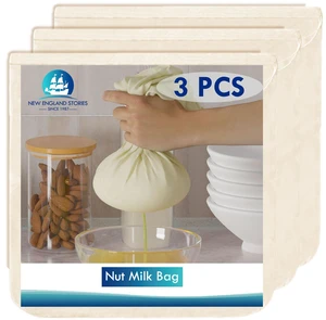3 PCS Reusable Cheesecloth Bag & Nut Milk Bags, Grade 100, 14x14 Inch Hemmed Cheese Cloth for Straining Craft, 100% Cotton Unbleached Cloth Strainer for Cooking, Baking, Juicing, Cheese Making 3 PCS Reusable Cheesecloth Bag & Nut Milk Bags, Grade 100, 14x14 Inch Hemmed Cheese Cloth for Straining Craft, 100% Cotton Unbleached Cloth Strainer for Cooking, Baking, Juicing, Cheese Making