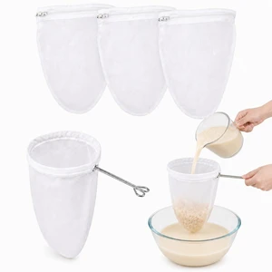 3PCS Ultra Fine Mesh Strainer Bags with Stainless Steel Handle | Reusable Nut Milk and Cheesecloth Filter Bags for Straining Milk, Coffee, Juice, Yogurt and Other Kitchen Foods 3PCS Ultra Fine Mesh Strainer Bags with Stainless Steel Handle | Reusable Nut Milk and Cheesecloth Filter Bags for Straining Milk, Coffee, Juice, Yogurt and Other Kitchen Foods
