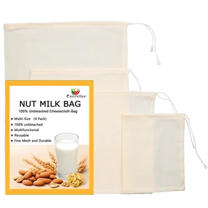 4Pack Nut Milk Bags,4 Sizes Unbleached Cotton Cheesecloth Bags,Food Strainer Bags,Reusable Muslin Strainer Bags for Yogurt,Juice,Wine,Cheese making(5x6.3"/6x8"/8x10"/10x14") 4Pack Nut Milk Bags,4 Sizes Unbleached Cotton Cheesecloth Bags,Food Strainer Bags,Reusable Muslin Strainer Bags for Yogurt,Juice,Wine,Cheese making(5x6.3"/6x8"/8x10"/10x14")