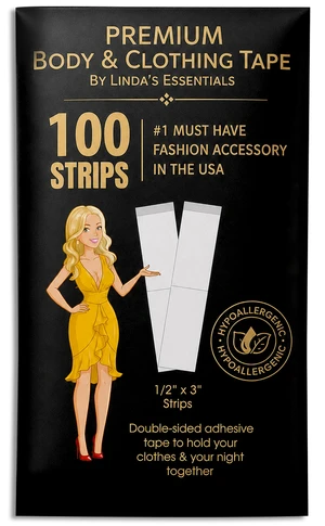 Double Sided Tape for Clothes, Body and Fashion (100 Pack) | Clothing and Hem Tape for Women, No Sew No Iron, Fabric Adhesive, Strong Clear Body Adhesive for Skin Double Sided Tape for Clothes, Body and Fashion (100 Pack) | Clothing and Hem Tape for Women, No Sew No Iron, Fabric Adhesive, Strong Clear Body Adhesive for Skin