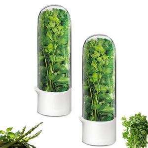 Herb Saver for Refrigerator - Herb Keeper & Cilantro Container for Fridge | Vegetable Preservation Storage Container for Cilantro, Basil, Asparagus | Extends Freshness Up to 2-3 Weeks Herb Saver for Refrigerator - Herb Keeper & Cilantro Container for Fridge | Vegetable Preservation Storage Container for Cilantro, Basil, Asparagus | Extends Freshness Up to 2-3 Weeks