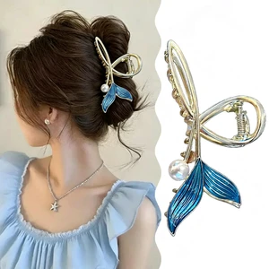 Blue Mermaid Hair Claw Clips for Women Pearl Hair Clip Elegant Gold Metal Hair Claws with Mermaid Fin,Non-Slip Large Hair Clips for Thick Hair,Ocean Themed Hair Accessories for Beach Wedding Blue Mermaid Hair Claw Clips for Women Pearl Hair Clip Elegant Gold Metal Hair Claws with Mermaid Fin,Non-Slip Large Hair Clips for Thick Hair,Ocean Themed Hair Accessories for Beach Wedding