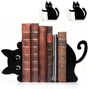 4 Pcs Sleeping Cat Metal Bookends Adorable Decorative Book Stoppers for Shelves,Black Cat Book Holders for Home Office Desk Bookshelf Decoration,Ideal Gift for Cat Lovers & Book Lovers 4 Pcs Sleeping Cat Metal Bookends Adorable Decorative Book Stoppers for Shelves,Black Cat Book Holders for Home Office Desk Bookshelf Decoration,Ideal Gift for Cat Lovers & Book Lovers