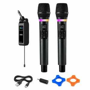 Myxtren Wireless Microphone System, Dual 2.4GHz Handheld Mics | Rechargeable receiver with volume, echo, treble, bass and mute controls for speakers, PA systems and karaoke machines. Myxtren Wireless Microphone System, Dual 2.4GHz Handheld Mics | Rechargeable receiver with volume, echo, treble, bass and mute controls for speakers, PA systems and karaoke machines.