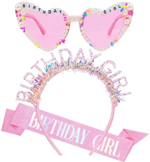 PcwBcn Hot Pink Birthday Girls Glasses Sash Tiara Crown for Women Girls | 3 Pcs Happy Birthday Girl Party Decorations, Princess Headband Pink Birth Gifts Hair Accessories Party Supplies PcwBcn Hot Pink Birthday Girls Glasses Sash Tiara Crown for Women Girls | 3 Pcs Happy Birthday Girl Party Decorations, Princess Headband Pink Birth Gifts Hair Accessories Party Supplies