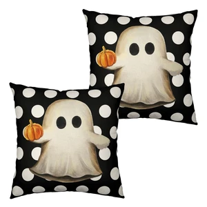 Ghost Pillow Covers Halloween Decorative Pillow Covers 18x18 Set of 2 Gus Ghost and Pumpkin Pillow Case White Polka Dot Spooky Throw Pillow Covers for Home Sofa Outdoor Decoration Ghost Pillow Covers Halloween Decorative Pillow Covers 18x18 Set of 2 Gus Ghost and Pumpkin Pillow Case White Polka Dot Spooky Throw Pillow Covers for Home Sofa Outdoor Decoration