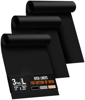 3 Pack Oven Liners for Bottom of Oven, 17x25" Large Heavy Duty Non-Stick Reusable Oven Mat for Electric, Gas, Toaster & Convection Ovens - BPA & PFOA Free, Dishwasher Safe, Kitchen Essentials, Black 3 Pack Oven Liners for Bottom of Oven, 17x25" Large Heavy Duty Non-Stick Reusable Oven Mat for Electric, Gas, Toaster & Convection Ovens - BPA & PFOA Free, Dishwasher Safe, Kitchen Essentials, Black