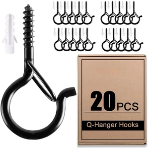 Hanger Ceiling Screw Hooks for Hanging Outdoor String Light, Plants | 2.2 Inches Windproof Cup Eye Hooks with Safety Buckle for Hanging Basket Patio Christmas Lights, Black, 20 PCS Hanger Ceiling Screw Hooks for Hanging Outdoor String Light, Plants | 2.2 Inches Windproof Cup Eye Hooks with Safety Buckle for Hanging Basket Patio Christmas Lights, Black, 20 PCS