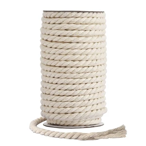 Cotton Cord 8mm x 20 Yards - Natural Unbleached Macrame Rope - 3 Strand Twisted Cotton Rope for Wall HangingDIY Craft MakingPlant HangersKnotting Decorative Projects (White) Cotton Cord 8mm x 20 Yards - Natural Unbleached Macrame Rope - 3 Strand Twisted Cotton Rope for Wall HangingDIY Craft MakingPlant HangersKnotting Decorative Projects (White)