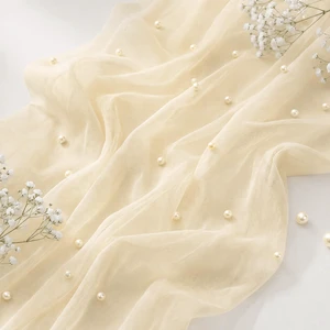 Pearl Cheesecloth Table Runner, Beige Gauze Table Runner | Party Bridal Shower Living Room Styling Valentine Home Decor Pearl Cheesecloth Table Runner, Beige Gauze Table Runner | Party Bridal Shower Living Room Styling Valentine Home Decor