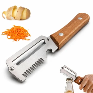 2026 upgrade 3-in-1 Vegetable Peeler with Wooden Handle, Stainless Steel Julienne Peeler and Scallion Shredder with Bottle Opener, Multi-Function Kitchen Peeler for Everyday Prep1PCS) 2026 upgrade 3-in-1 Vegetable Peeler with Wooden Handle, Stainless Steel Julienne Peeler and Scallion Shredder with Bottle Opener, Multi-Function Kitchen Peeler for Everyday Prep1PCS)