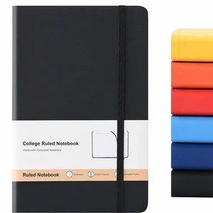 A5 Hardcover Lined Journal Notebook, Black, 1 Pack, 200 Pages | Faux leather hardcover with lay-flat ruled pages, elastic closure, ribbon bookmark and back pocket for work, school or travel A5 Hardcover Lined Journal Notebook, Black, 1 Pack, 200 Pages | Faux leather hardcover with lay-flat ruled pages, elastic closure, ribbon bookmark and back pocket for work, school or travel