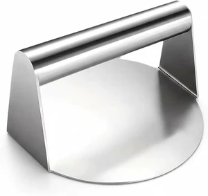 Stainless Steel Smash Burger Press, 5.5 Inch Manual Burger Smasher with Handle, Metal Patty Press for Griddle, Grill, Bacon, Sandwiches and Flat Top Cooking Stainless Steel Smash Burger Press, 5.5 Inch Manual Burger Smasher with Handle, Metal Patty Press for Griddle, Grill, Bacon, Sandwiches and Flat Top Cooking