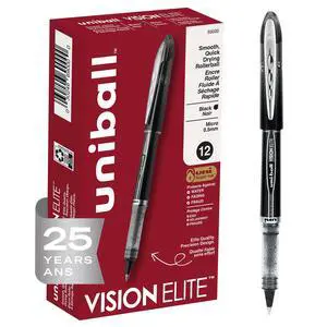Vision Elite Rollerball Pens Fine Point Micro Tip, 0.5mm, Black, 12 Pack Vision Elite Rollerball Pens Fine Point Micro Tip, 0.5mm, Black, 12 Pack
