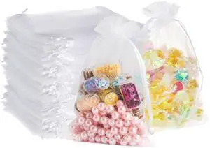 White Organza Bags 100 Pack 4x6 in Drawstring for Jewelry Gifts | Sheer Mesh Drawstring Bags, for Candy, Christmas, Soaps, Makeup, Party Favors, Gift Wrapping, Wedding, Baby Shower White Organza Bags 100 Pack 4x6 in Drawstring for Jewelry Gifts | Sheer Mesh Drawstring Bags, for Candy, Christmas, Soaps, Makeup, Party Favors, Gift Wrapping, Wedding, Baby Shower